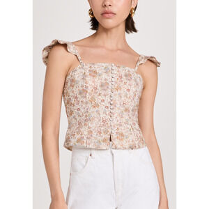 Paige 'Luce' White Floral Print Square Neck Top Size 12 - NWT